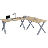 MID.YOU KOTNA PISALNA MIZA kovina, leseni material srebrne barve, medeni hrast | Shoptok.si