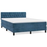 The Living Store Box spring postelja z vzmetnico temno modra 140x190cm žamet - Box Spring Postelja, (21492278) | Shoptok.si