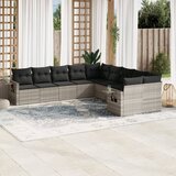  10-dijelni set vrtnih sofa poliratan s jastucima svijetlosivi | shoptok.hr
