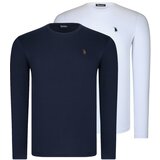 Dewberry DOUBLE SET T8588 ROUND COLLAR MEN'S SWEATSHIRT-WHITE-LACİVERT | shoptok.hr