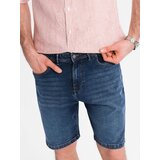 Ombre Men's denim shorts with classic cut - dark blue | Shoptok.si