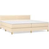 Maison Chic Box spring postelja - Vzmetna postelja z vzmetnico krem 200x200 cm blago SL347, (21889580) | Shoptok.si