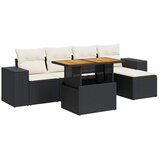  6-dijelni set vrtnih sofa s jastucima crni od poliratana Slike