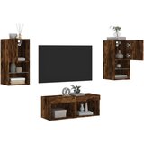vidaXL Stenske TV omarice z LED lučkami 4 kosi dimljeni hrast | Shoptok.si