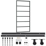 vidaXL Drsna vrata z opremo ESG steklo in aluminij 90x205 cm | Shoptok.si