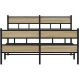 Metalni Kovinski posteljni okvir brez vzmetnice sonoma hrast 150x200 cm, (21609709) | Shoptok.si