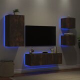  The Living Store Stenske TV omarice z LED lučkami 4 kosi dimljeni hrast - Stenska TV Omarica, (21555965) | Shoptok.si