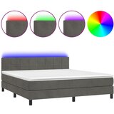 The Living Store Box spring postelja z vzmetnico LED temno siva 160x200 cm žamet - Box Spring Postelja, (21488464) | Shoptok.si