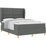 vidaXL Postelja na vzmet z vzmetnico Temno siva 140x200 cm Tkanina | Shoptok.si