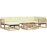  Set vanjskih sofa 7 kom. Bijela i krem Čvrsto drvo akacije 79 x 79 x 37 cm | shoptok.hr