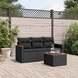  4-dijelni set vrtnih sofa od poliratana s jastucima crni Cijene