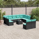  12-dijelni vrtni set s jastucima crni poliratan | shoptok.hr