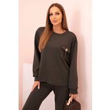 Kesi Włoski Women's set butter sweatshirt and pants with elastic khaki | ePonuda.com