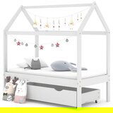 vidaXL otroški posteljni okvir s predalom bela trdna borovina 70x140cm | Shoptok.si