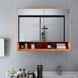 vidaXL LED kopalniška omarica z ogledalom hrast 80x15x60 cm MDF | Shoptok.si