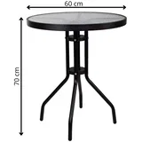 stakleni okrugli vrtni stol, crni 60 cm