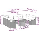 vidaXL set od 10 komada vrtnih sofa s jastučićima crni poli ratan akacija Cijene