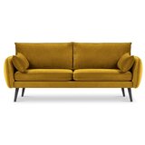 Kooko Home žuti baršunasti kauč s crnim nogama Lento, 198 cm | shoptok.hr