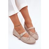 Boto Embellished ballerinas with bow and strap beige Zdivisa | shoptok.hr