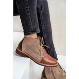 Nobo Leather Ankle Boots On A Flat Heel Brown Zazoo 4078 | shoptok.hr