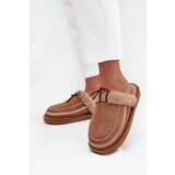Boto Women's slippers with fur and embroidery brown Perivelle Cene