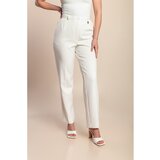 Fenzy Plus Size Elegantne Hlače Z Visokim Pasom, Bele | Shoptok.si