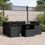  7-dijelni set vrtnih sofa od poliratana s jastucima crni Crna 100 x 55 x 73 cm | shoptok.hr