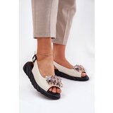 ARTIKER Leather Women's Sandals With Crystals Beige | Shoptok.si