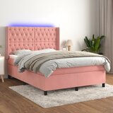 The Living Store Box spring postelja z vzmetnico LED roza 80x200 cm žamet - Box Spring Postelja, (21489064) Cene