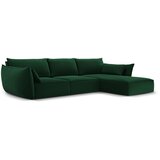 Mazzini Sofas Temno zelena žametna kotna sedežna garnitura z ležalnikom (desni kot) Vanda – | Shoptok.si
