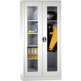 Wolf Večnamenska garderobna omara z elektronsko ključavnico, vrata s šipo, svetlo sive / svetlo sive barve | Shoptok.si