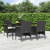  5-dijelni vrtni blagovaonski set s jastucima crni | shoptok.hr