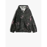 Koton Hooded Plush Zippered Oversize Sweatshirt with Batik Pattern | shoptok.hr