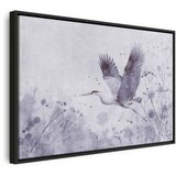  Slika - Majestic flight - a crane in flight in monochrome 60x40 U crnom drvenom okviru | shoptok.hr
