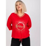 Fashion Hunters Plus size red Maileen V-neck blouse Cene