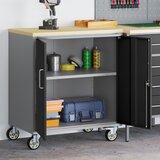 vidaXL Črna in siva Jeklo, 25mm inženirski les Standard Orodna omara | Shoptok.si