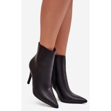 Boto Insulated Women's Ankle Boots on Heel Eco Leather Black Nolisse | shoptok.hr