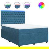 vidaXL Box spring postelja z vzmetnico modra 140x200 cm žamet, (21305956) | Shoptok.si