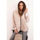 Kesi Włoski Women's quilted jacket with a hood dark beige | Shoptok.si