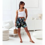 Gemre Dilaya Women's Black Shorts with Blue Flowers Cene