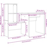 vidaXL Stol s ladicama s policom s pohranom Bijelo 131.5 x 50 x 106.5 cm Konstruirano drvo | shoptok.hr