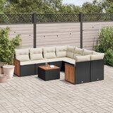 Maison Chic Seti vrtnega pohištva - Vrtna garnitura - Vrtni pohištvo set 9-delna z blazinami črn poli ratan, (21797398) | Shoptok.si