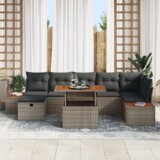 vidaXL 8-dijelni vrtni set sofa s jastučićima sivi poli ratan akacija | shoptok.hr