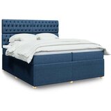 vidaXL Box spring postelja z vzmetnico modra 200x200 cm blago, (21306402) | Shoptok.si