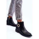 Boto Leather Ankle Boots with Flat Heel Black Meronei | Eponuda.ba