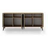 Marckeric Crna/u prirodnoj boji niska komoda u dekoru hrasta 185x79 cm Nola – | shoptok.hr