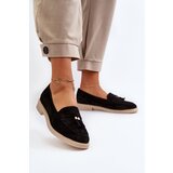Zazoo Black Women's Suede Moccasins with Flat Heel 3420 Cene