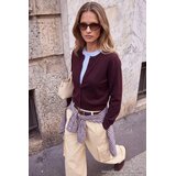 TRENDYOLMILLA Trendyol ženski set bluza-cardigan Twoaw27Hi00067, smeđa-baby plava | Eponuda.com