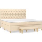 Krevet s oprugama i madracem krem 200 x 200 cm od tkanine | shoptok.hr
