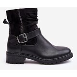 Boto Women's Flat Heel Boots with Clasp Black Cillolis | Shoptok.si